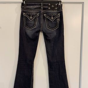 Miss Me Bootcut Jeans with Rhinestones and Flap Pockets Size 26x35